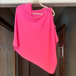 Lilly Pulitzer Pink Cashmere Poncho Wrap Bow Accents OS